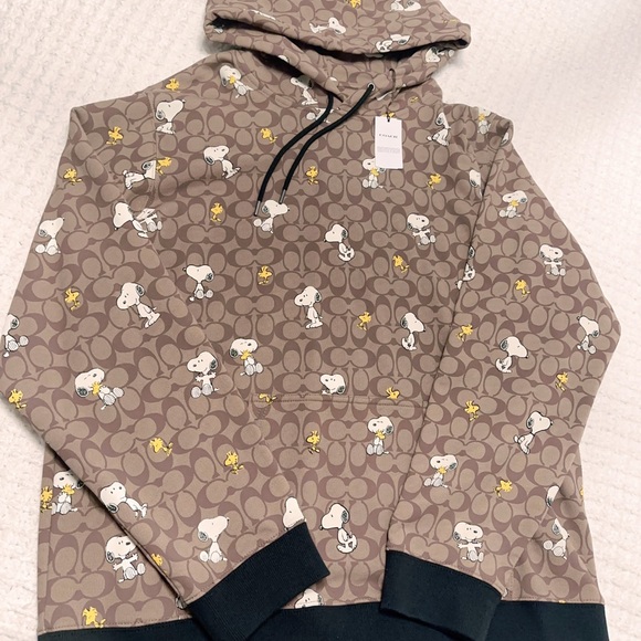 Authentic! Rare. Coach Brown Hoodie with Snoopy Characters New with tags! - Picture 2 of 4